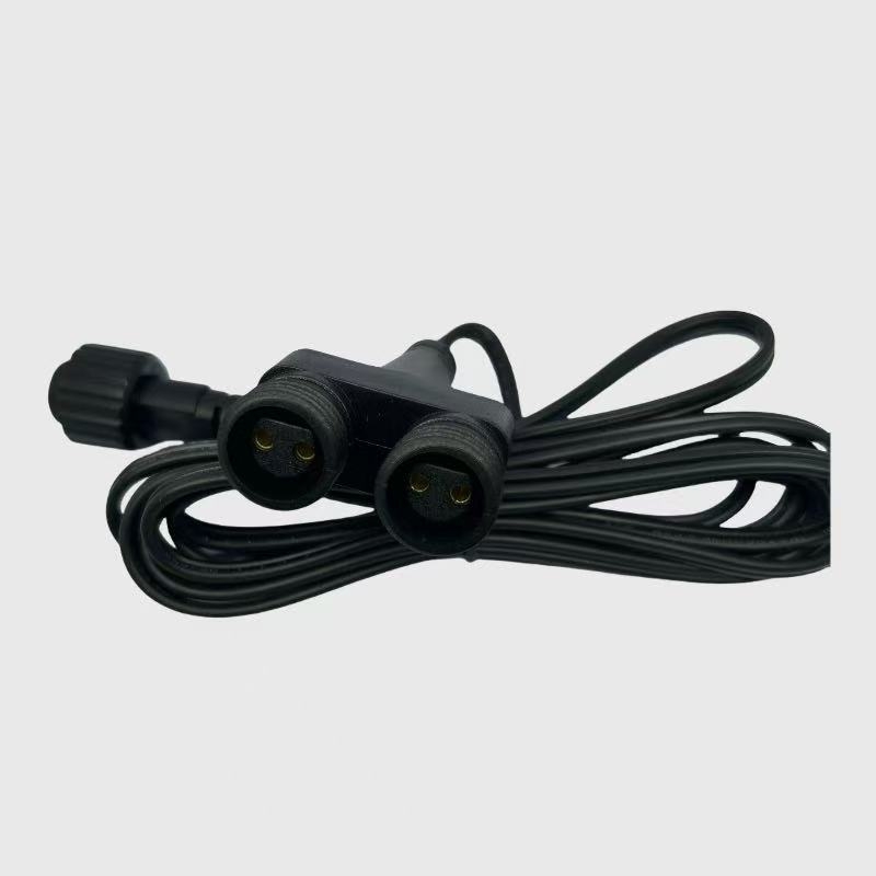 Vanjski vodootporni EU-standardni produžni kabel s muški i ženski priključci, 1:2 razdjelnik za božićne LED svjetlosne ukrase, napajanje s 2,35 mm utikačem