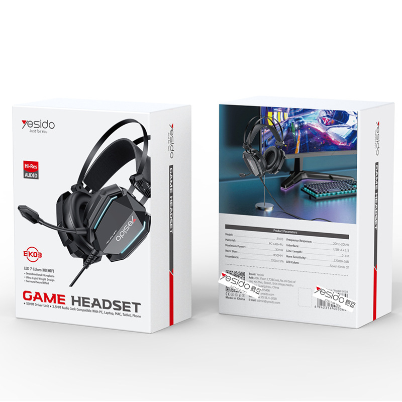 Yesido žične gaming slušalice za PC s 3,5 mm utorom i inline upravljačem