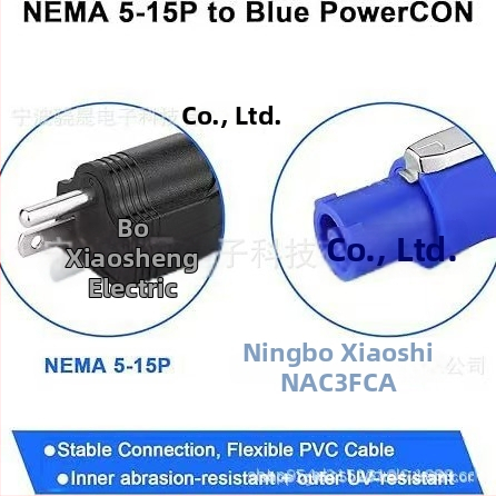 PowerCON kábel pre scénické osvetlenie, trojpólový konektor, AC napájací kábel, samec–samec predlžovač
