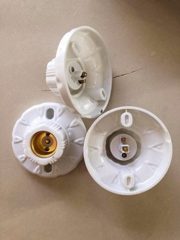 Debeli bakelitni plosnati držač lampe, kružni navojni utičnica, zidni dekorativni držač lampe tipa 86, utičnica od čistog bakra