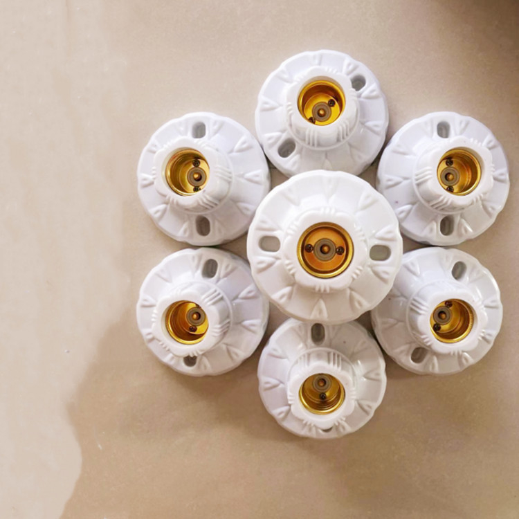 Debeli bakelitni plosnati držač lampe, kružni navojni utičnica, zidni dekorativni držač lampe tipa 86, utičnica od čistog bakra