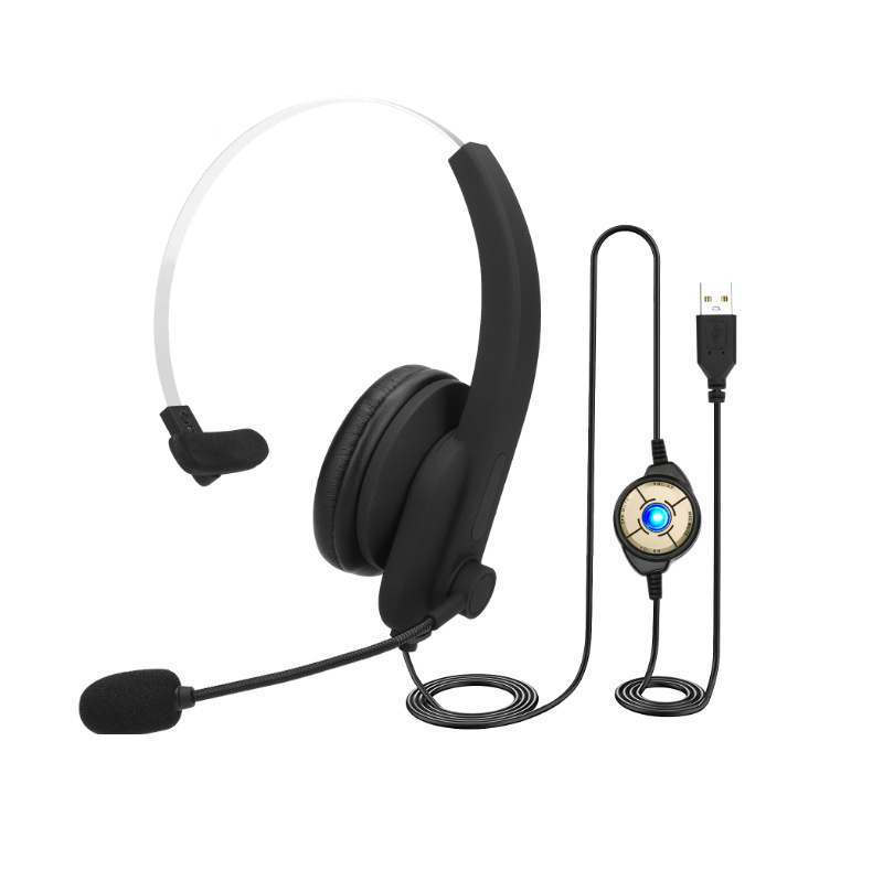 USB žični headset za korisničku podršku, preko uha, avijacijskog stila, za vozače kamiona
