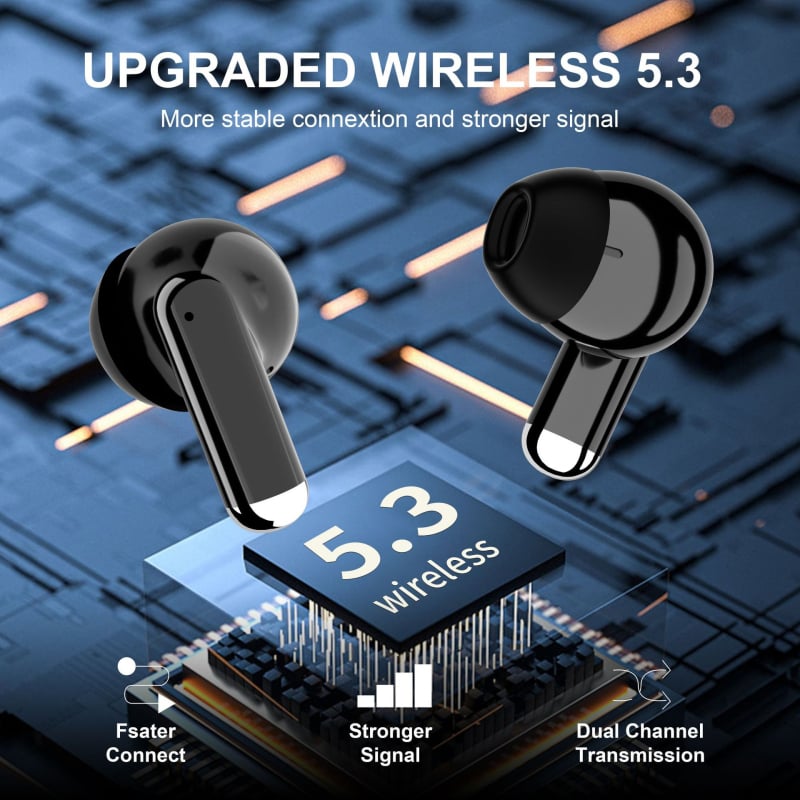 Sp9X bežične Bluetooth slušalice u uho, izuzetno dug vijek baterije, niska latencija za igranje, stereo zvuk s dvostrukim kanalom, vodootporne, Bluetooth 5.4, više od 8 sati reprodukcije