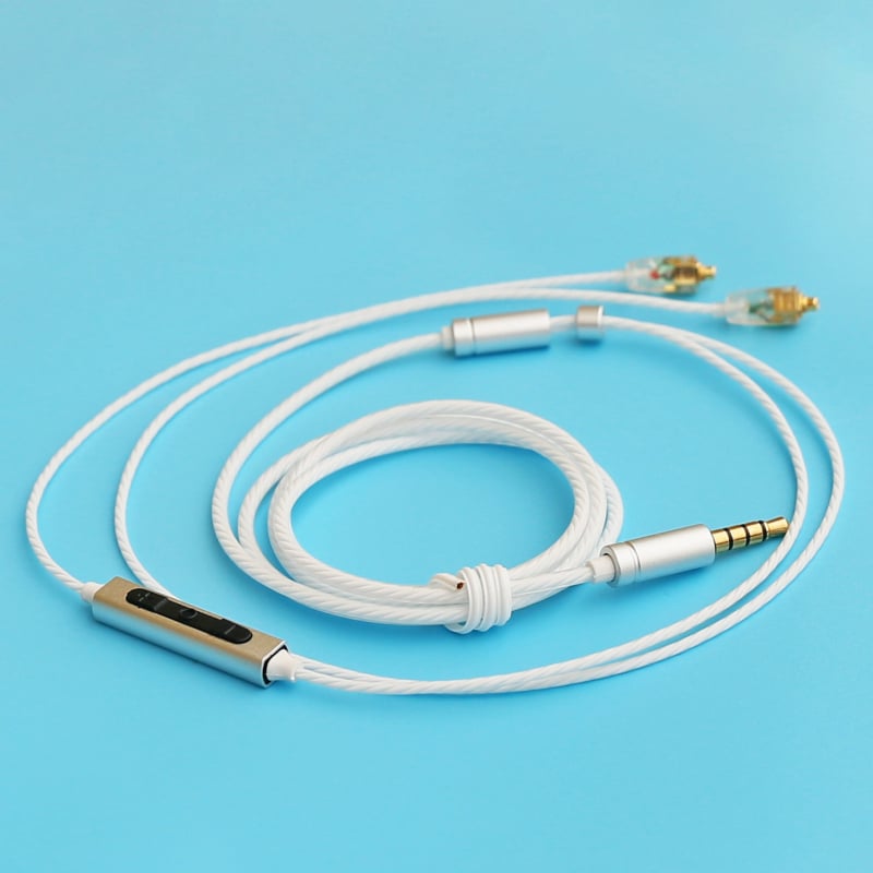 Prozirni bijeli MMCX kabel za slušalice s mikrofonom, regulacijom glasnoće, zamjenski kabel, kompatibilan s iOS i Android