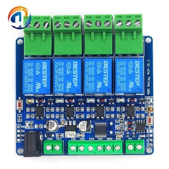 Modbus RTU 4-csatornás relé kimenet, 12V, 4 digitális bemenet, RS-485 kommunikáció, TTL csatlakozófej