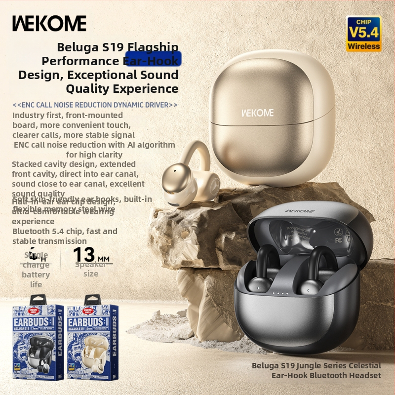 Wekome Bluetooth slúchadlá s klipsom na ucho, Bluetooth 5.4, true Wireless, športové, dlhá výdrž batérie, dizajn s klipsom na ucho