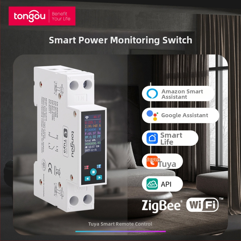 Tuya WiFi/ZigBee Inteligentný Prepínač s Meraním, Časovačom a Reléom, LCD Energetický Merač, Diaľkové Ovládanie cez Aplikáciu