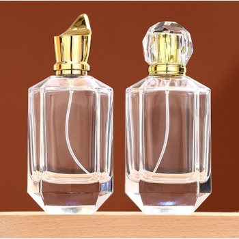 100 ml átlátszó üvegű permetezőflakon kupakkal és pumpával, kozmetikumokhoz (tonik/krém)