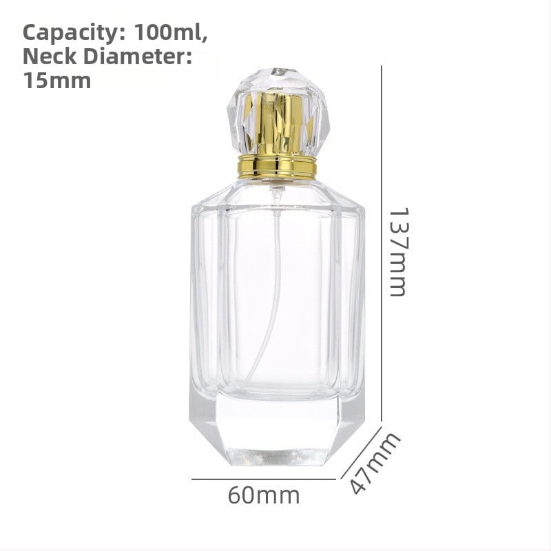 100 ml átlátszó üvegű permetezőflakon kupakkal és pumpával, kozmetikumokhoz (tonik/krém)
