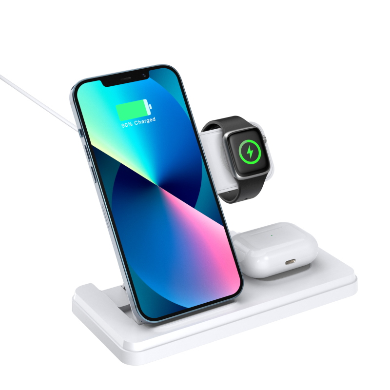 Πτυσσόμενος ασύρματος φορτιστής 15W – 4-in-1 για κινητό, ακουστικά και smartwatch με βάση στήριξης