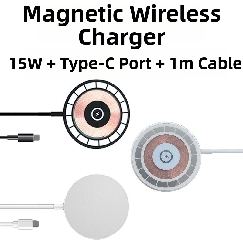 Magnetický bezdrôtový nabíjač MagSafe pre iPhone, priehľadný, rýchle nabíjanie