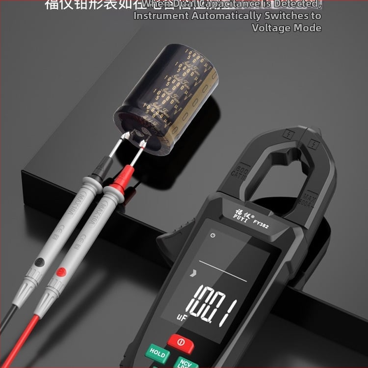 Fuyi FY382 Veľká obrazovka, inteligentný klešťový ampermeter, digitálny klip‑multimeter, vysoká presnosť merania prúdu AC/DC