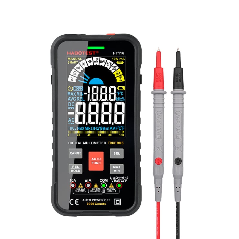 Habotest HT116 Nagy kijelzős intelligens digitális multiméter ampermérővel és automatikus mérési tartománnyal