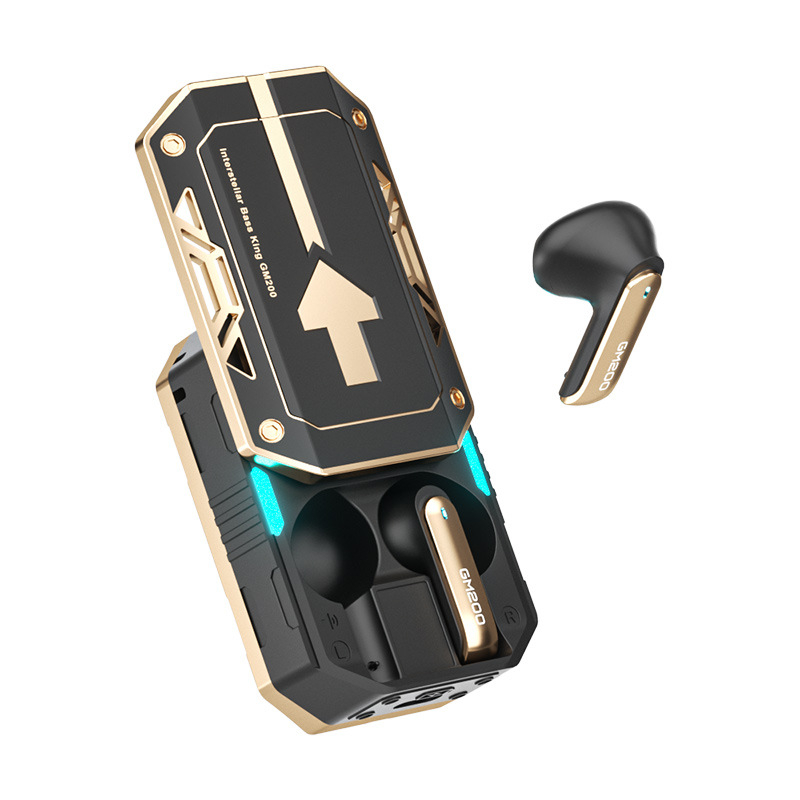 GM200 Bluetooth bežične ušnje slušalice s redukcijom šuma, Mecha stil, za igranje i sport, velika baterija, duga autonomija, prilagođeni dizajn