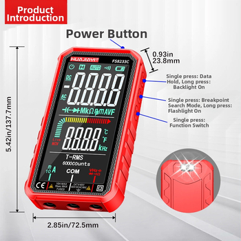 Digitálny multimeter s veľkou obrazovkou, nabíjateľný, plne automatický, vysoká presnosť, inteligentná ochrana proti prehriatiu, meranie napätia a prúdu, pre elektrikárov