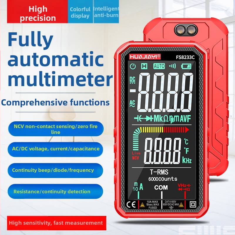 Digitálny multimeter s veľkou obrazovkou, nabíjateľný, plne automatický, vysoká presnosť, inteligentná ochrana proti prehriatiu, meranie napätia a prúdu, pre elektrikárov