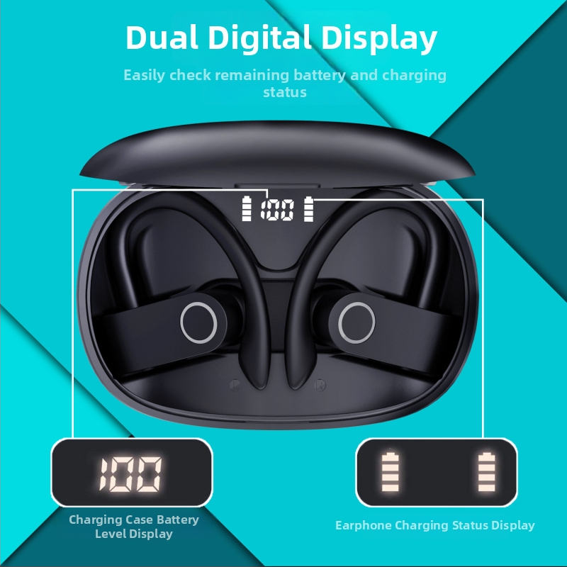 JHO A9S bezdrôtové Bluetooth slúchadlo s digitálnym displejom, háčik na ucho, in-ear, potlačenie šumu, IPX4, výdrž batérie nad 8 hodín
