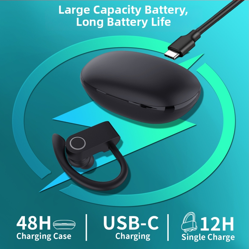 JHO A9S bezdrôtové Bluetooth slúchadlo s digitálnym displejom, háčik na ucho, in-ear, potlačenie šumu, IPX4, výdrž batérie nad 8 hodín