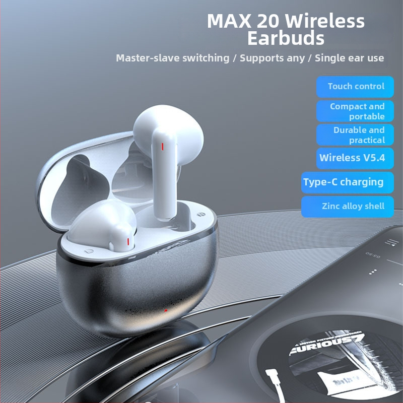 MAX20 Bluetooth True Wireless slúchadlá zinku, mini, polo-in-ear, vysoká kvalita zvuku, potlačenie šumu, pre behanie