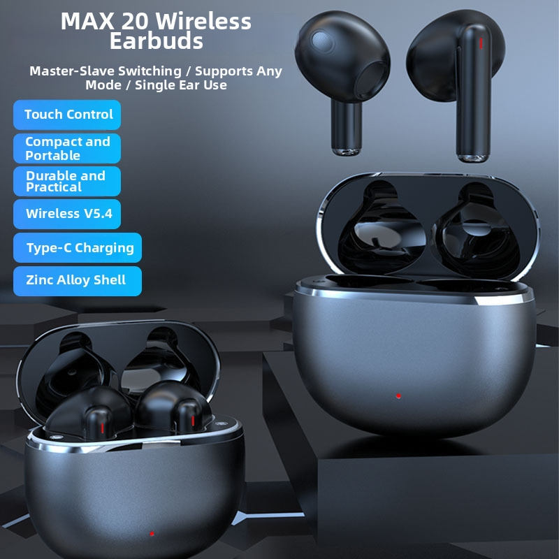 MAX20 Bluetooth True Wireless slúchadlá zinku, mini, polo-in-ear, vysoká kvalita zvuku, potlačenie šumu, pre behanie