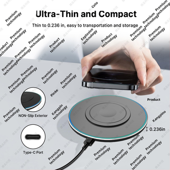 15W 3-in-1 bezdrôtová nabíjačka pre mobilné telefóny, ultra tenký kruhový dizajn z hliníkovej zliatiny, magnetické nabíjanie