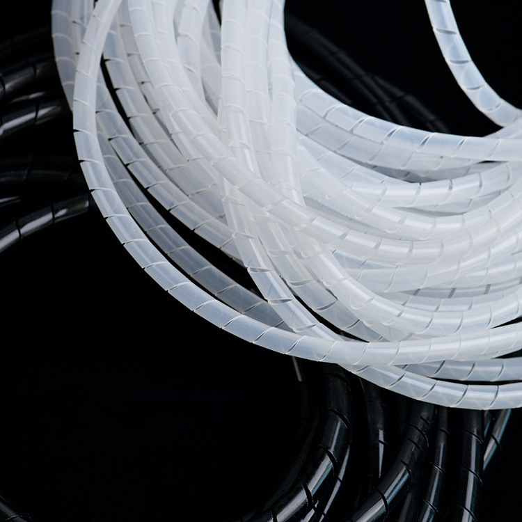 PE kabelska zavojna cijev za vodiče, plastična spiralna izolacijska cijev, prozirno crno-bijela, 4-30 mm