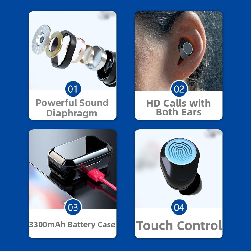 G02tws Bežične Bluetooth slušalice s digitalnim uklanjanjem šuma, stereo dodirno upravljanje