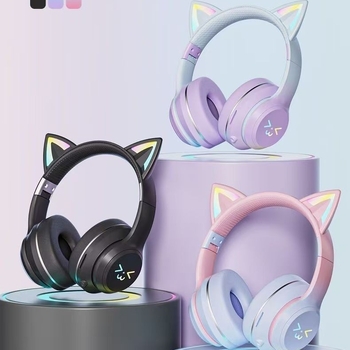 Xianxi Cartoon Bluetooth bezжични слушалки с LED осветление, активно шумопотискане, микрофон, дълга автономност, за мобилни устройства и компютри