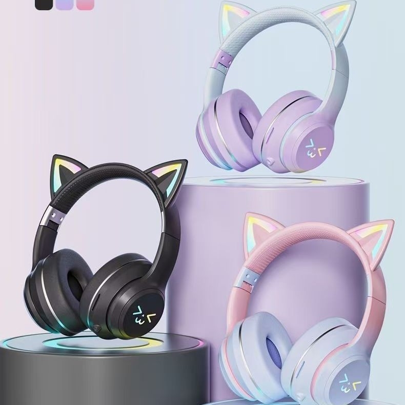 Xianxi Cartoon Bluetooth bezжични слушалки с LED осветление, активно шумопотискане, микрофон, дълга автономност, за мобилни устройства и компютри