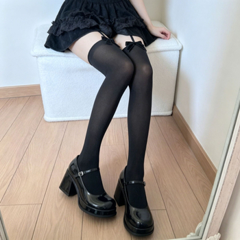 Japanski stil dugačke čarape do bedra s Lolita garterom, bijele, 50D, Y2K inspirirane
