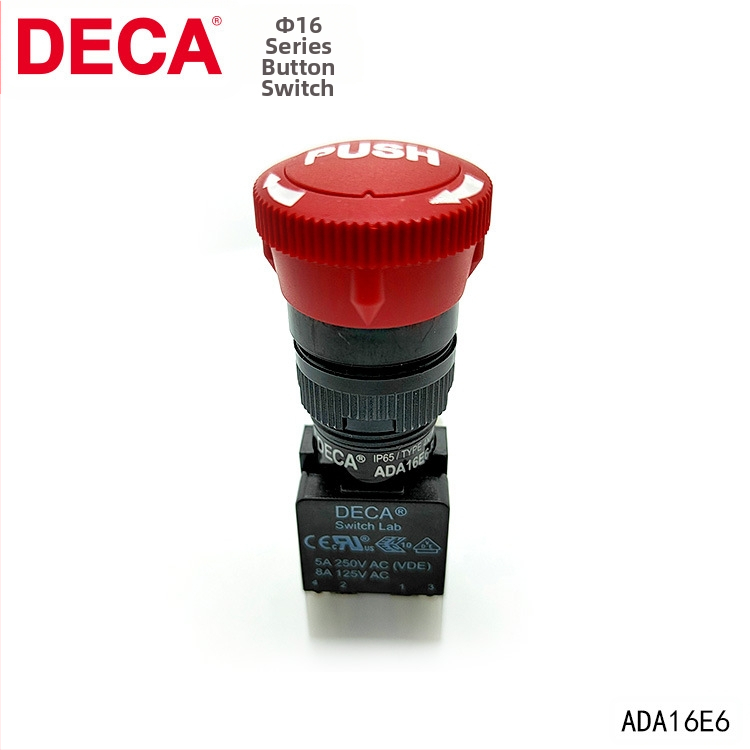 DECA ADA16E6-R22-C10R núdzový tlačidlový spínač IP65