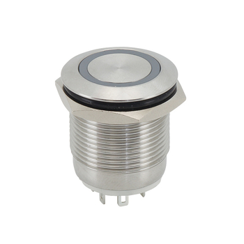 IP67 vodootporan metalni gumb prekidač, nehrđajući čelik, 19 mm, s funkcijom samozaključavanja.