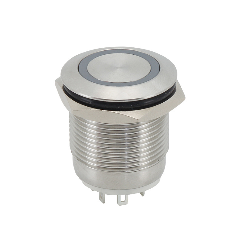 IP67 vodootporan metalni gumb prekidač, nehrđajući čelik, 19 mm, s funkcijom samozaključavanja.