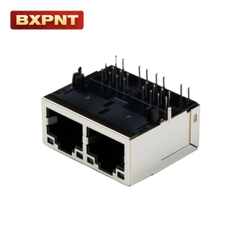 Dvoport RJ45 mrežni transformator, otporan na visoke temperature i plamen, 90° uspravni ženski konektor