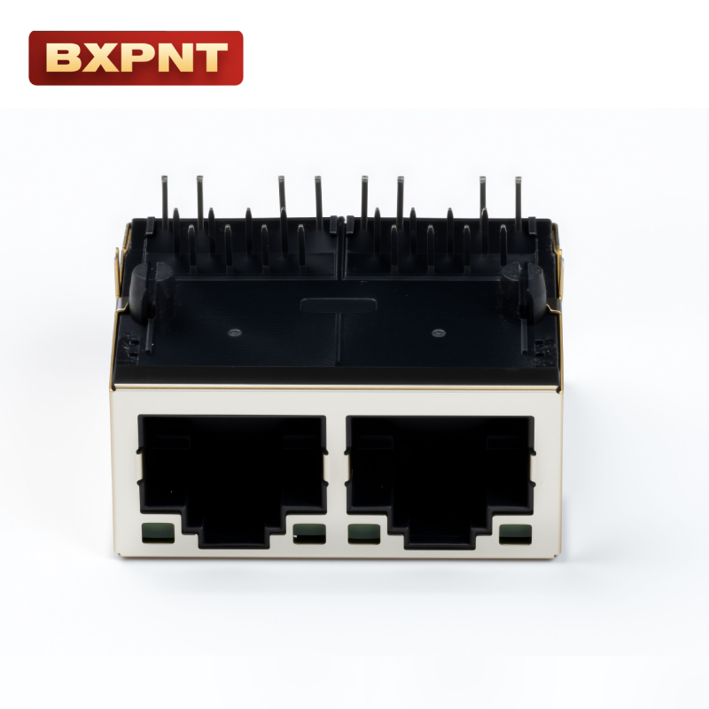 Dvoport RJ45 mrežni transformator, otporan na visoke temperature i plamen, 90° uspravni ženski konektor