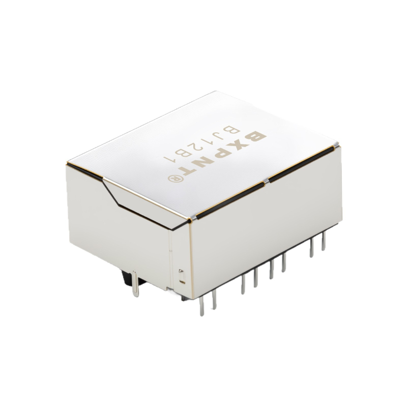 Dvoport RJ45 mrežni transformator, otporan na visoke temperature i plamen, 90° uspravni ženski konektor