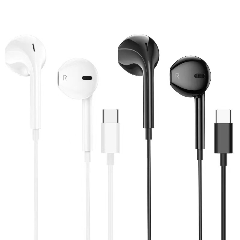 Žične Type-C slušalice s plosnatim konektorom i logom, kompatibilne s Xiaomi, Vivo, Honor, Huawei, Oppo, Letv