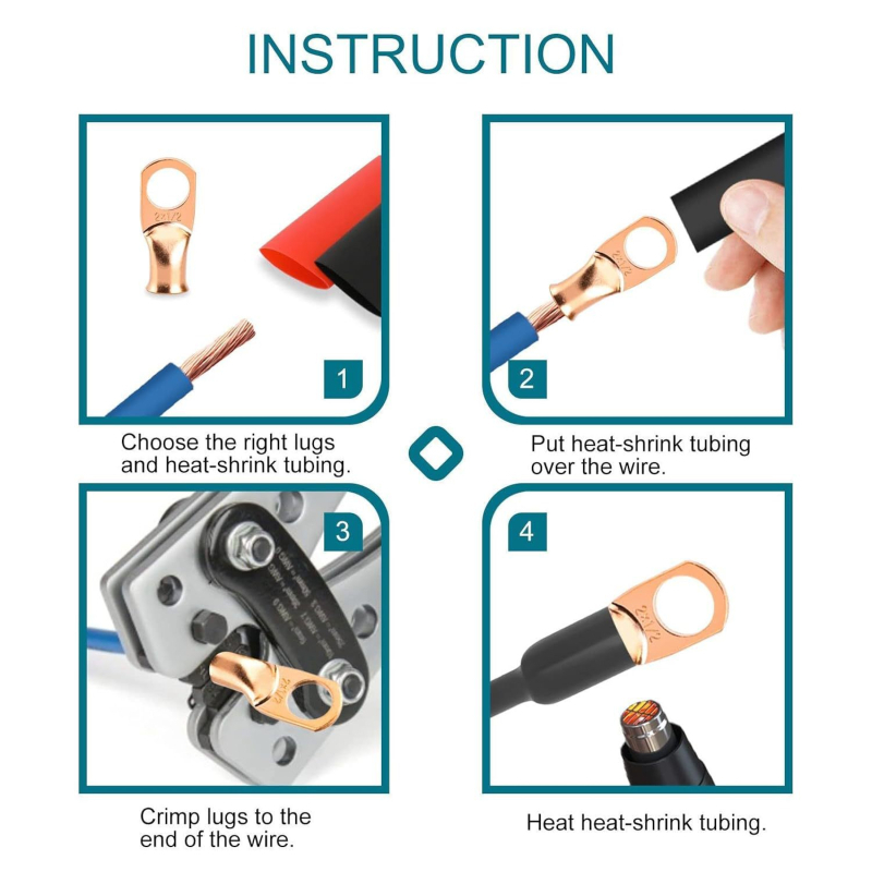 US standardni terminali za baterijski kabel, 20 kom, konektori za kabel 4x5/16 inča, bakar