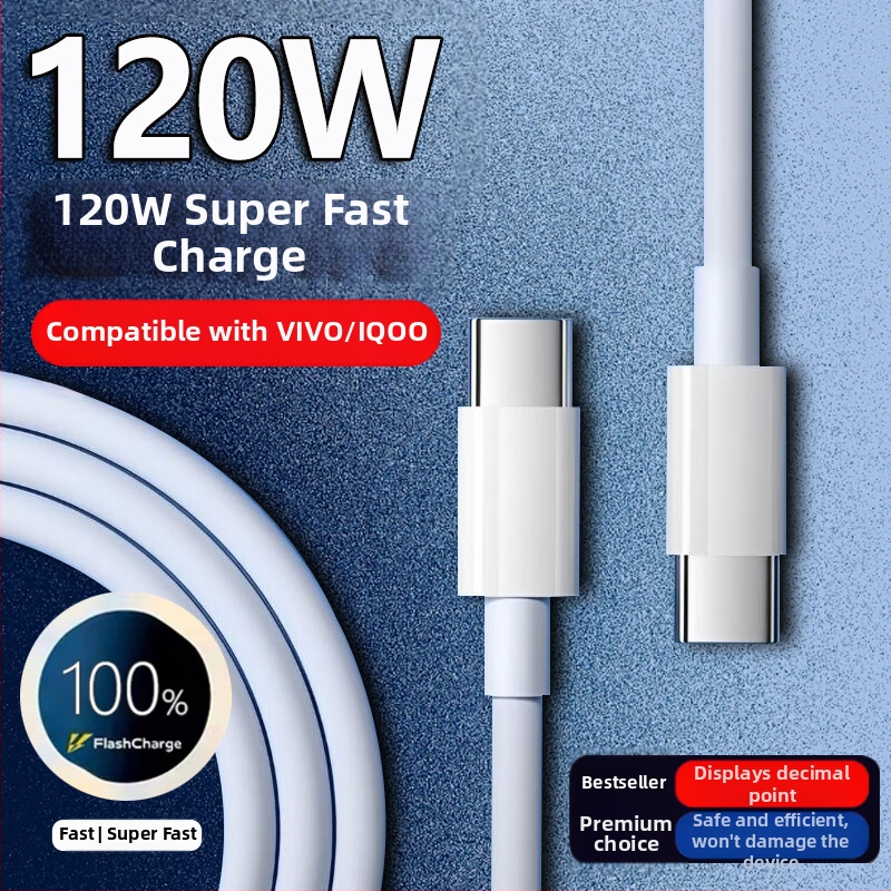USB-C kábel pre rýchle nabíjanie 120W pre VIVO/iQOO 11 Pro a 11s, dĺžka 1–2 m, biela