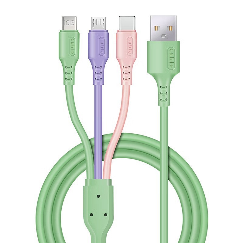 PVC produženi kabel tri u jedan za punjenje s Lightning, Micro USB i USB-C, duljina 0,5–1 m, brzo punjenje, 3A podatkovni kabel