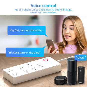 WiFi-s intelligens hosszabbító időzítő kapcsolóval és USB-portokkal, amerikai szabvány szerint