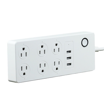 WiFi-s intelligens hosszabbító időzítő kapcsolóval és USB-portokkal, amerikai szabvány szerint