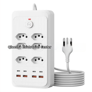 Brazilský rozbočovač s viacerými zásuvkami a USB portmi, dlhý kábel, zásuvka podľa brazílského štandardu pre domáce a kancelárske použitie