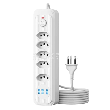 Brazilanski produžni kabel s više utičnica i USB priključcima, dugi kabel, utičnica prema brazilskom standardu za kuću i ured