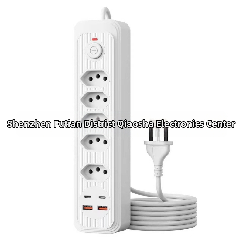 Brazilský rozbočovač s viacerými zásuvkami a USB portmi, dlhý kábel, zásuvka podľa brazílského štandardu pre domáce a kancelárske použitie