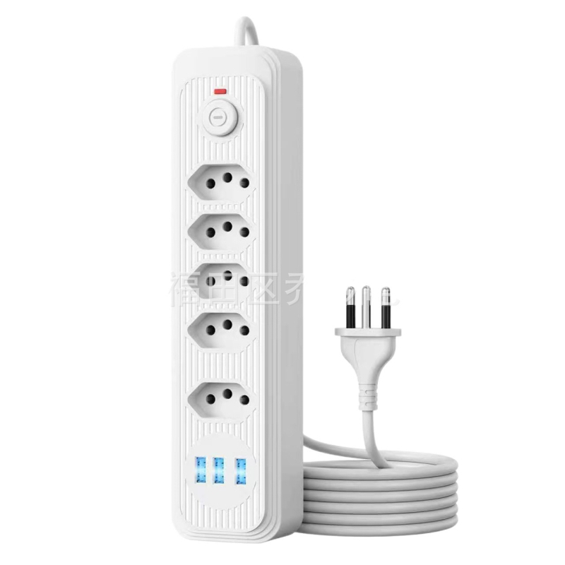 Brazilanski produžni kabel s više utičnica i USB priključcima, dugi kabel, utičnica prema brazilskom standardu za kuću i ured