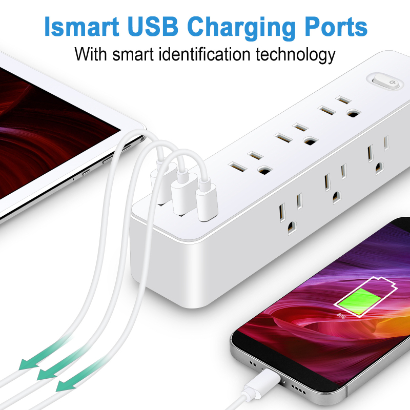 Jilong 12-u-1 produžni kabel s 9 utičnicama, US standard, UL certifikat, s kabelom, za kućnu upotrebu