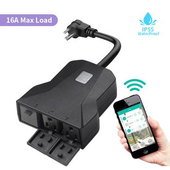 Kültéri Wi‑Fi okos konnektor időzítővel és távoli vezérléssel, Alexa-kompatibilis, USB, amerikai szabvány