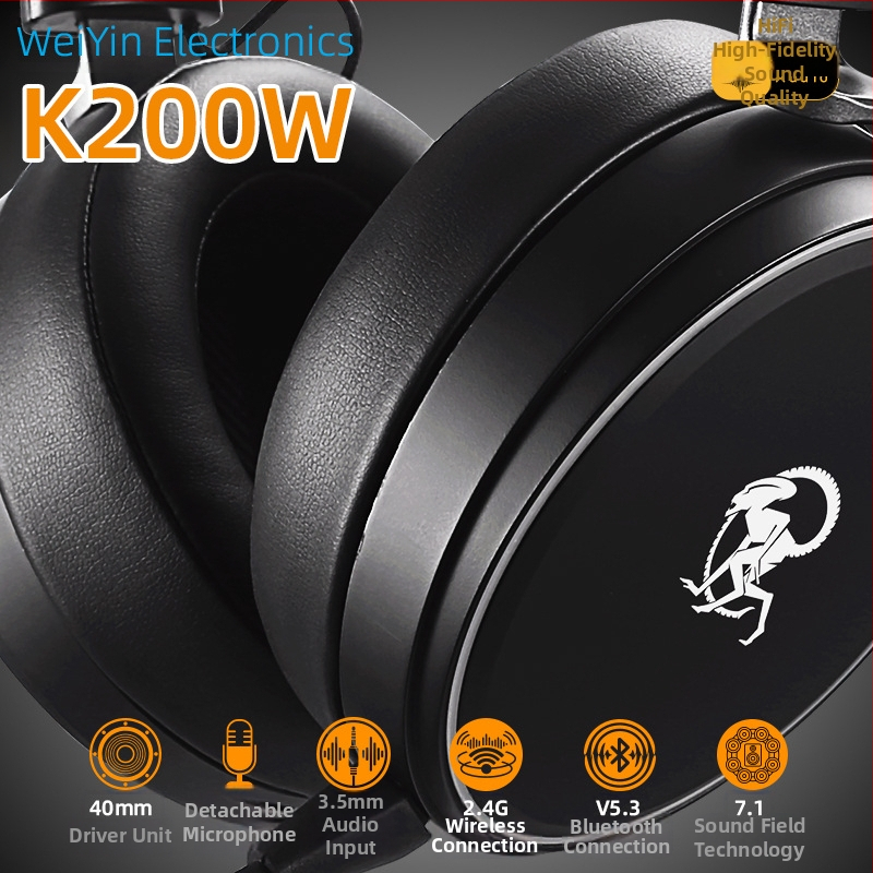 Micro Sound K200-w gaming headset, bežično 2.4 GHz i Bluetooth povezivanje, redukcija buke, odvojivi mikrofon, zvuk razine monitora