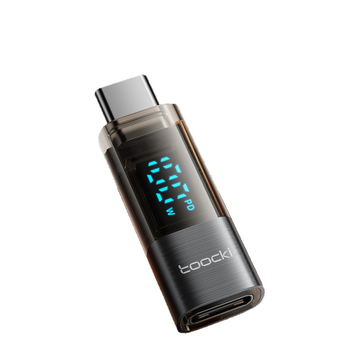 Toocki 100W prozirni USB-C adapter s digitalnim displejem, USB-C muški na USB-C ženski, 20W brzo punjenje